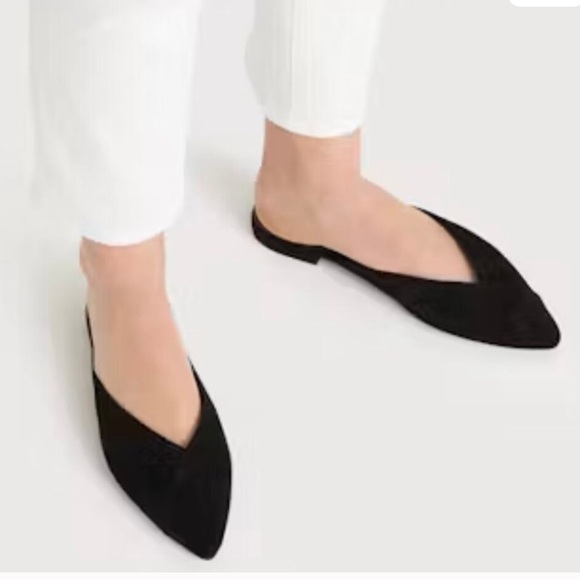 Birdies Shoes - Birdies “The Swan” Black Suede Mules Slippers Pointed Flats Shoes Womens 8